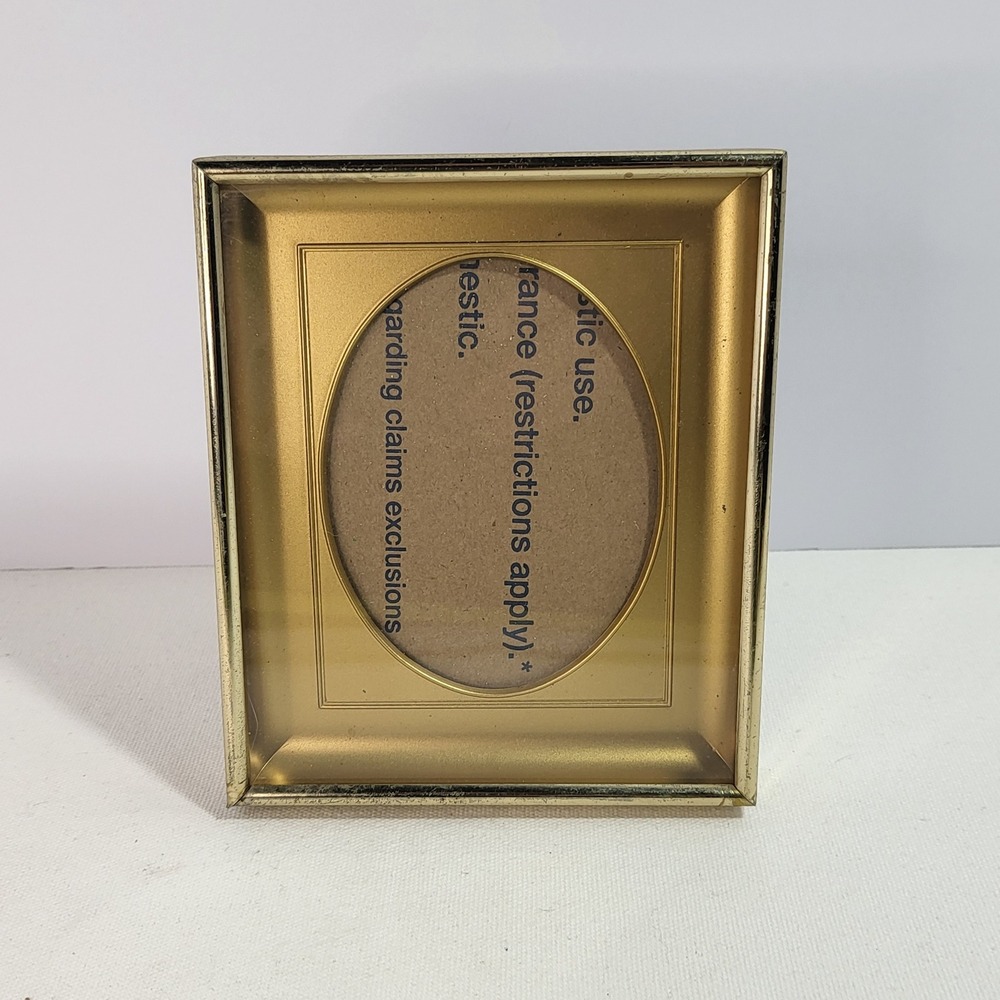 Vintage Gold Tone Metal Oval Opening Picture Frame 5x4 Tabletop Wall Hanging